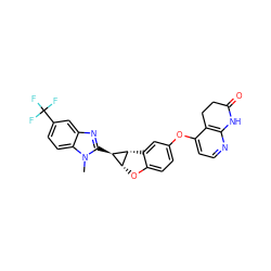 Cn1c([C@@H]2[C@H]3Oc4ccc(Oc5ccnc6c5CCC(=O)N6)cc4[C@H]32)nc2cc(C(F)(F)F)ccc21 ZINC000072291419