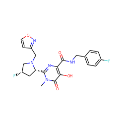 Cn1c([C@@H]2C[C@H](F)CN2Cc2ccon2)nc(C(=O)NCc2ccc(F)cc2)c(O)c1=O ZINC000058582717