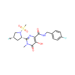 Cn1c([C@@H]2C[C@H](F)CN2S(C)(=O)=O)nc(C(=O)NCc2ccc(F)cc2)c(O)c1=O ZINC000058591917