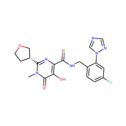 Cn1c([C@@H]2CCOC2)nc(C(=O)NCc2ccc(F)cc2-n2cncn2)c(O)c1=O ZINC000149053660