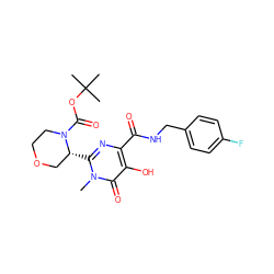 Cn1c([C@@H]2COCCN2C(=O)OC(C)(C)C)nc(C(=O)NCc2ccc(F)cc2)c(O)c1=O ZINC000014979338