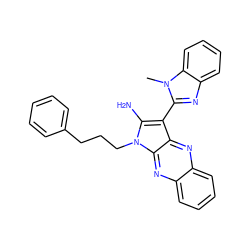 Cn1c(-c2c(N)n(CCCc3ccccc3)c3nc4ccccc4nc23)nc2ccccc21 ZINC000008666037