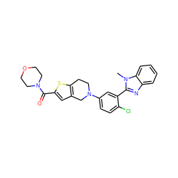 Cn1c(-c2cc(N3CCc4sc(C(=O)N5CCOCC5)cc4C3)ccc2Cl)nc2ccccc21 ZINC000653861081