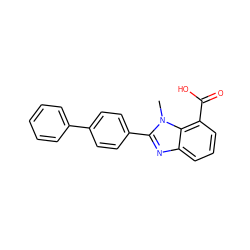 Cn1c(-c2ccc(-c3ccccc3)cc2)nc2cccc(C(=O)O)c21 ZINC000113982534