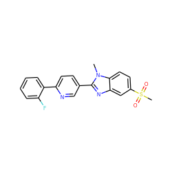 Cn1c(-c2ccc(-c3ccccc3F)nc2)nc2cc(S(C)(=O)=O)ccc21 ZINC000064526405