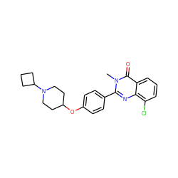 Cn1c(-c2ccc(OC3CCN(C4CCC4)CC3)cc2)nc2c(Cl)cccc2c1=O ZINC000035943643