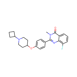 Cn1c(-c2ccc(OC3CCN(C4CCC4)CC3)cc2)nc2c(F)cccc2c1=O ZINC000040379540