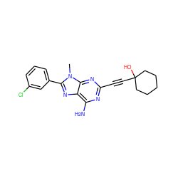 Cn1c(-c2cccc(Cl)c2)nc2c(N)nc(C#CC3(O)CCCCC3)nc21 ZINC000013861452