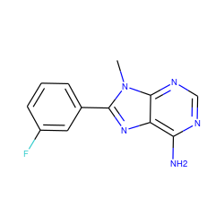 Cn1c(-c2cccc(F)c2)nc2c(N)ncnc21 ZINC000013861463