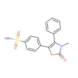 Cn1c(-c2ccccc2)c(-c2ccc(S(N)(=O)=O)cc2)oc1=O ZINC000040938752