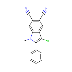 Cn1c(-c2ccccc2)c(Cl)c2cc(C#N)c(C#N)cc21 ZINC000299860253