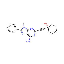 Cn1c(-c2ccccc2)nc2c(N)nc(C#CC3(O)CCCCC3)nc21 ZINC000013861445