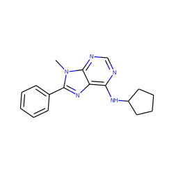 Cn1c(-c2ccccc2)nc2c(NC3CCCC3)ncnc21 ZINC000035875424