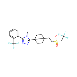 Cn1c(-c2ccccc2C(F)(F)F)nnc1C12CCC(CCS(=O)(=O)CC(F)(F)F)(CC1)CC2 ZINC000071329696