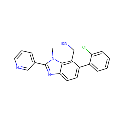 Cn1c(-c2cccnc2)nc2ccc(-c3ccccc3Cl)c(CN)c21 ZINC000029124644