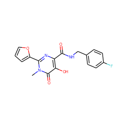 Cn1c(-c2ccco2)nc(C(=O)NCc2ccc(F)cc2)c(O)c1=O ZINC000140273030