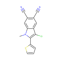 Cn1c(-c2cccs2)c(Cl)c2cc(C#N)c(C#N)cc21 ZINC000299855032