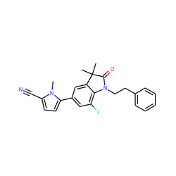 Cn1c(C#N)ccc1-c1cc(F)c2c(c1)C(C)(C)C(=O)N2CCc1ccccc1 ZINC000029133809