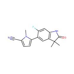 Cn1c(C#N)ccc1-c1cc2c(cc1F)NC(=O)C2(C)C ZINC000029133510