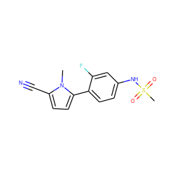 Cn1c(C#N)ccc1-c1ccc(NS(C)(=O)=O)cc1F ZINC000034949563