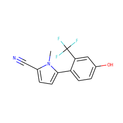 Cn1c(C#N)ccc1-c1ccc(O)cc1C(F)(F)F ZINC001772575232