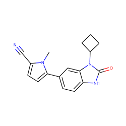 Cn1c(C#N)ccc1-c1ccc2[nH]c(=O)n(C3CCC3)c2c1 ZINC000028462874