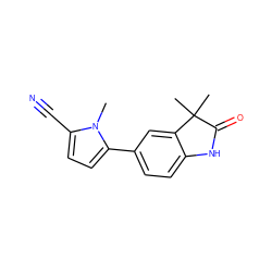 Cn1c(C#N)ccc1-c1ccc2c(c1)C(C)(C)C(=O)N2 ZINC000029133654