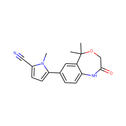 Cn1c(C#N)ccc1-c1ccc2c(c1)C(C)(C)OCC(=O)N2 ZINC000013984743