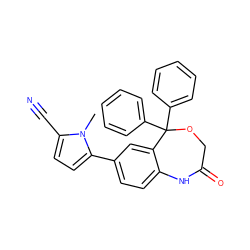 Cn1c(C#N)ccc1-c1ccc2c(c1)C(c1ccccc1)(c1ccccc1)OCC(=O)N2 ZINC000042878462