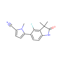 Cn1c(C#N)ccc1-c1ccc2c(c1F)C(C)(C)C(=O)N2 ZINC000029133508