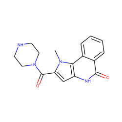 Cn1c(C(=O)N2CCNCC2)cc2[nH]c(=O)c3ccccc3c21 ZINC000169352932