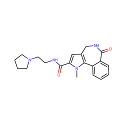 Cn1c(C(=O)NCCN2CCCC2)cc2c1-c1ccccc1C(=O)NC2 ZINC000169352954