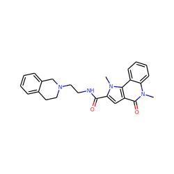 Cn1c(C(=O)NCCN2CCc3ccccc3C2)cc2c(=O)n(C)c3ccccc3c21 ZINC000004938878