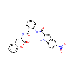 Cn1c(C(=O)Nc2ccccc2C(=O)N[C@@H](Cc2ccccc2)C(=O)O)cc2cc([N+](=O)[O-])ccc21 ZINC000045284125