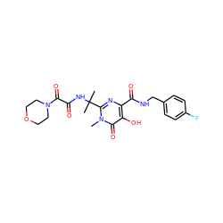 Cn1c(C(C)(C)NC(=O)C(=O)N2CCOCC2)nc(C(=O)NCc2ccc(F)cc2)c(O)c1=O ZINC000040981234