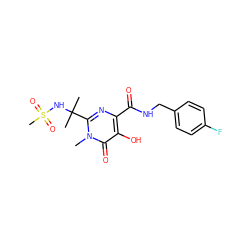 Cn1c(C(C)(C)NS(C)(=O)=O)nc(C(=O)NCc2ccc(F)cc2)c(O)c1=O ZINC000040423303