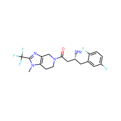 Cn1c(C(F)(F)F)nc2c1CCN(C(=O)C[C@H](N)Cc1cc(F)ccc1F)C2 ZINC000028956646