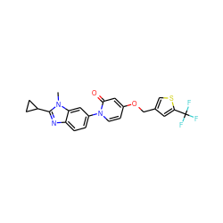 Cn1c(C2CC2)nc2ccc(-n3ccc(OCc4csc(C(F)(F)F)c4)cc3=O)cc21 ZINC000223458566