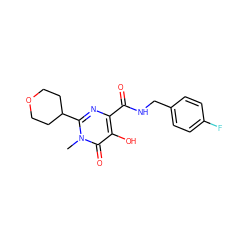 Cn1c(C2CCOCC2)nc(C(=O)NCc2ccc(F)cc2)c(O)c1=O ZINC000149649464