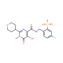 Cn1c(C2CCOCC2)nc(C(=O)NCc2ccc(F)cc2S(C)(=O)=O)c(O)c1=O ZINC000149236732