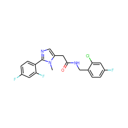 Cn1c(CC(=O)NCc2ccc(F)cc2Cl)cnc1-c1ccc(F)cc1F ZINC000072109116