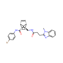 Cn1c(CCC(=O)NC[C@H]2[C@H](C(=O)Nc3ccc(Br)cc3)[C@@H]3C=C[C@H]2C32CC2)nc2ccccc21 ZINC000168383817