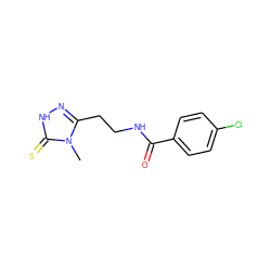 Cn1c(CCNC(=O)c2ccc(Cl)cc2)n[nH]c1=S ZINC000006557163