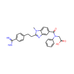 Cn1c(CCc2ccc(C(=N)N)cc2)nc2cc(C(=O)N(CC(=O)O)c3ccccc3)ccc21 ZINC000013473167