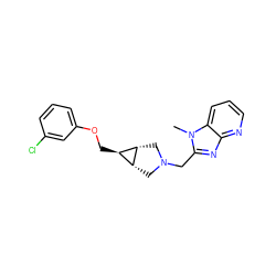 Cn1c(CN2C[C@@H]3[C@@H](COc4cccc(Cl)c4)[C@@H]3C2)nc2ncccc21 ZINC000148093956