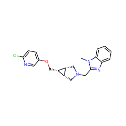 Cn1c(CN2C[C@@H]3[C@H](COc4ccc(Cl)nc4)[C@@H]3C2)nc2ccccc21 ZINC000253665820