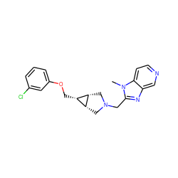 Cn1c(CN2C[C@@H]3[C@H](COc4cccc(Cl)c4)[C@@H]3C2)nc2cnccc21 ZINC000253664593