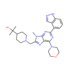 Cn1c(CN2CCC(C(C)(C)O)CC2)nc2c(N3CCOCC3)nc(-c3cccc4[nH]ncc34)nc21 ZINC000096282513