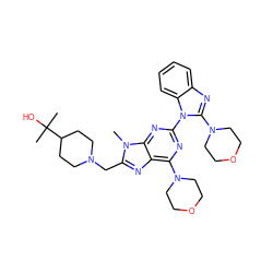 Cn1c(CN2CCC(C(C)(C)O)CC2)nc2c(N3CCOCC3)nc(-n3c(N4CCOCC4)nc4ccccc43)nc21 ZINC000095556276