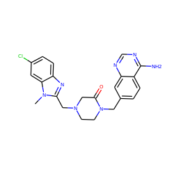 Cn1c(CN2CCN(Cc3ccc4c(N)ncnc4c3)C(=O)C2)nc2ccc(Cl)cc21 ZINC000013439854